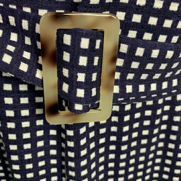 Navy/white belted wide leg jumpsuit - Picture 3 of 5